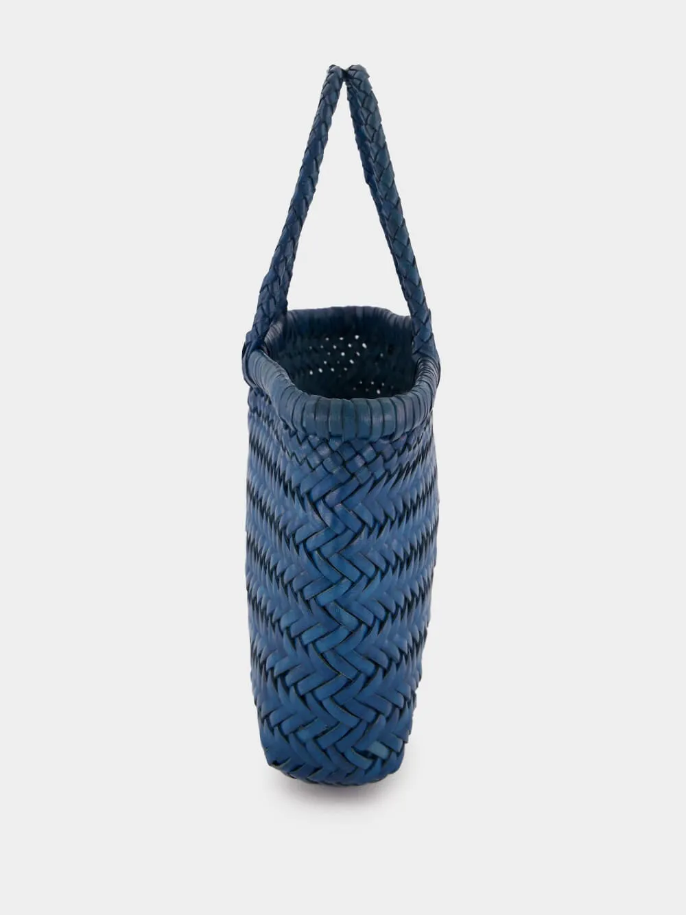 Steel Blue Mini Flat Gora Woven Leather Bag sold by Fashion Clinic product image thumbnail 3