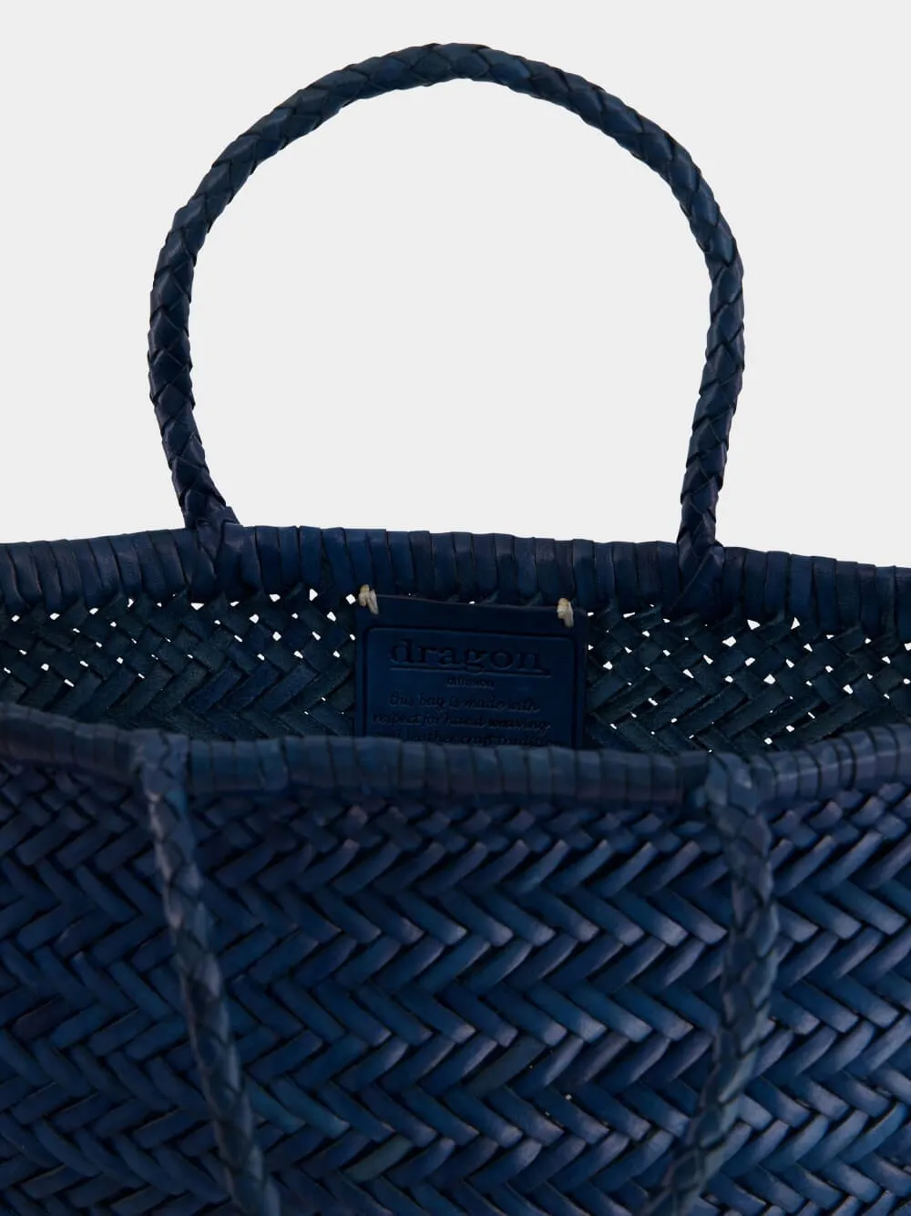 Steel Blue Mini Flat Gora Woven Leather Bag sold by Fashion Clinic product image thumbnail 5