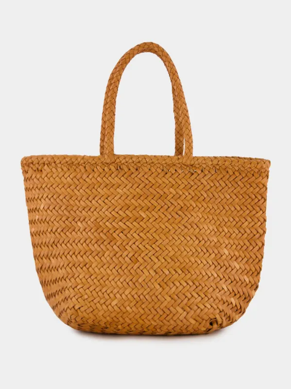 Camel Grace Small Woven Leather Basket Bag sold by Fashion Clinic