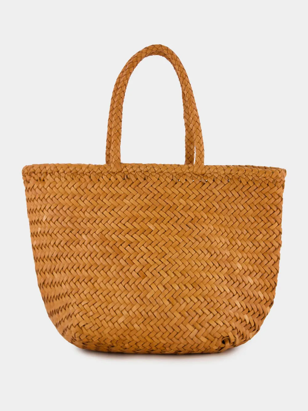 Camel Grace Small Woven Leather Basket Bag sold by Fashion Clinic