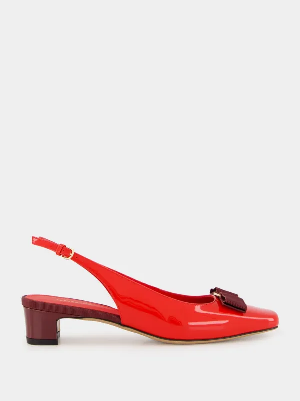 Flame Red Patent Vara Bow Slingback sold by Fashion Clinic