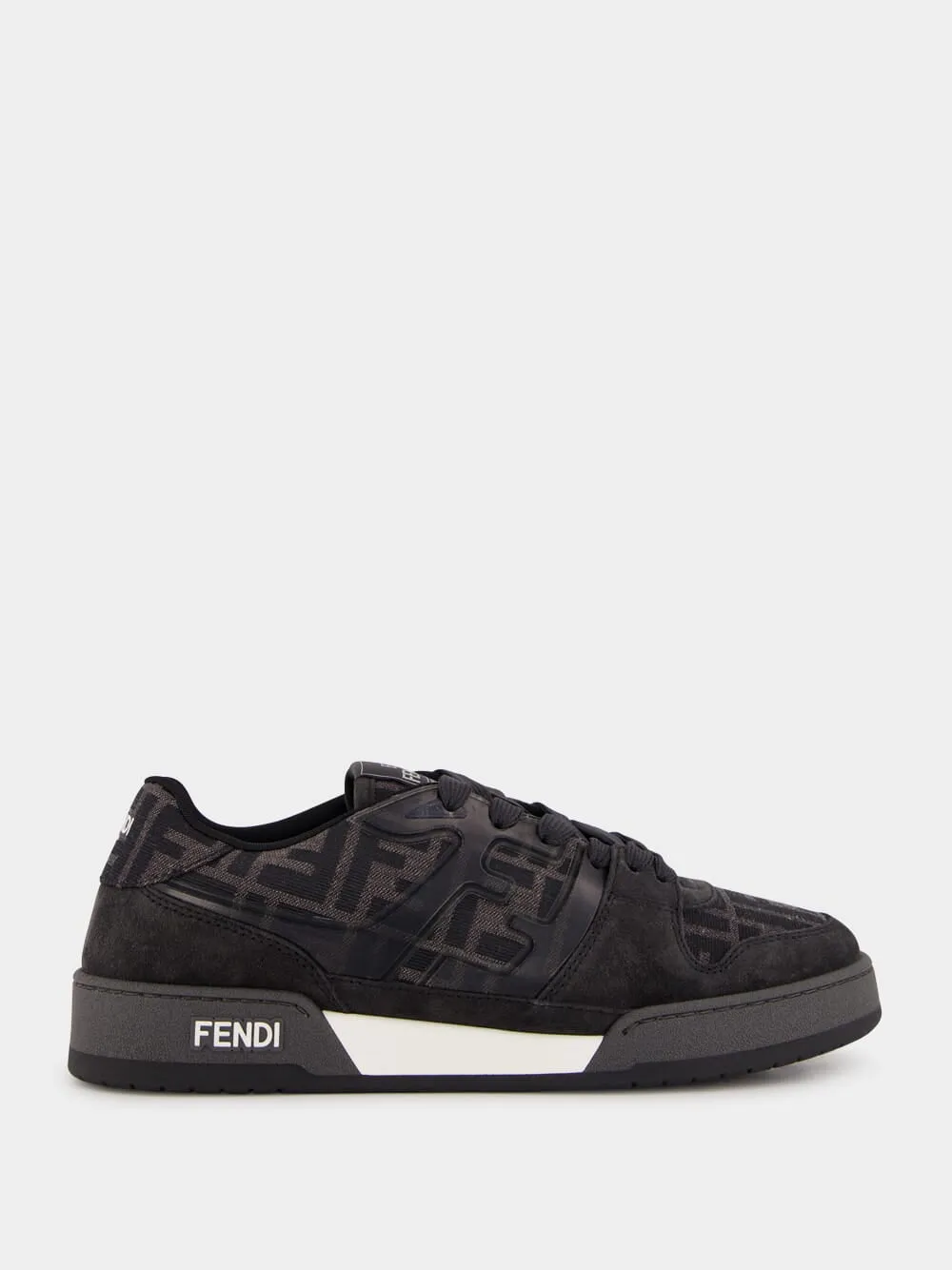Black FF Jacquard and Suede Match Sneakers sold by Fashion Clinic