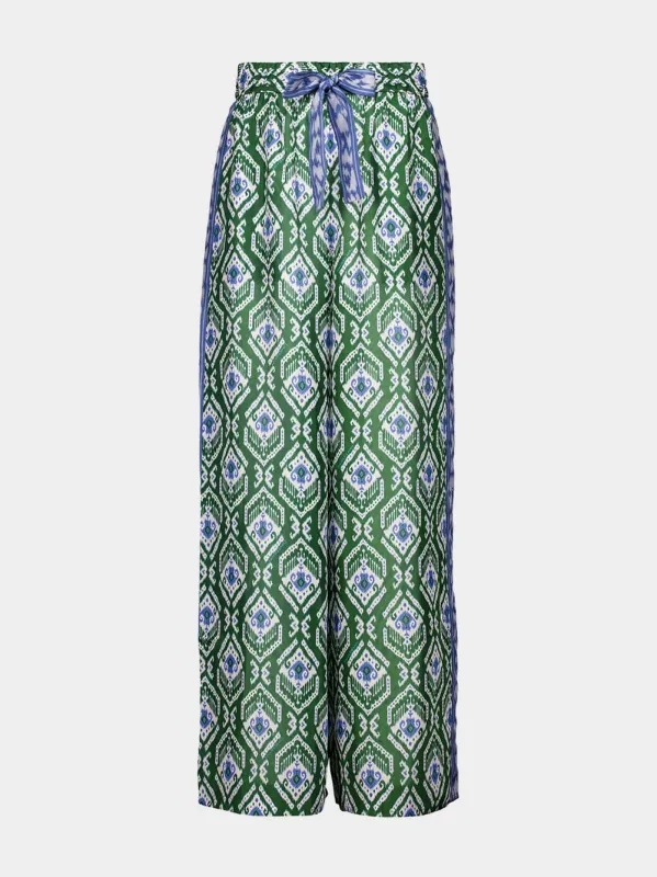 Green Wylie silk relaxed fit pants sold by Fashion Clinic