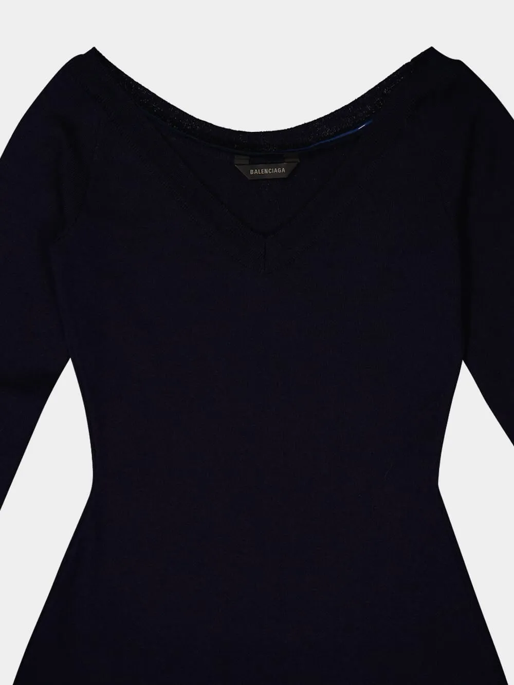 Dark Blue Off Shoulder V-Neck Dress sold by Fashion Clinic product image thumbnail 3