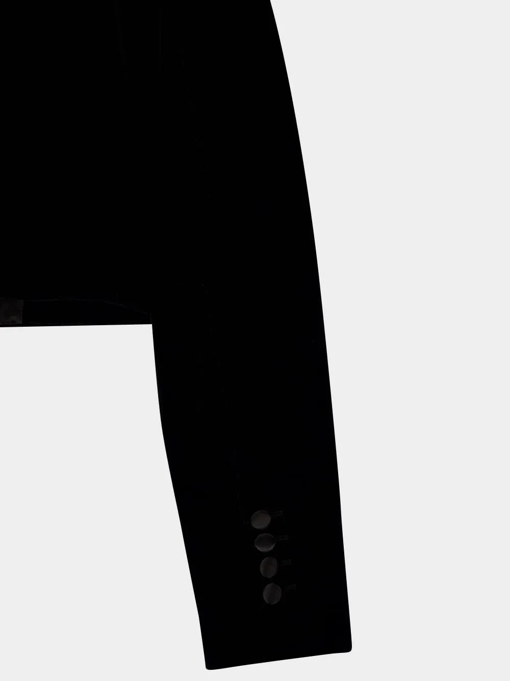 Black Cropped Double-Breasted Velvet Tuxedo Blazer sold by Fashion Clinic product image thumbnail 4