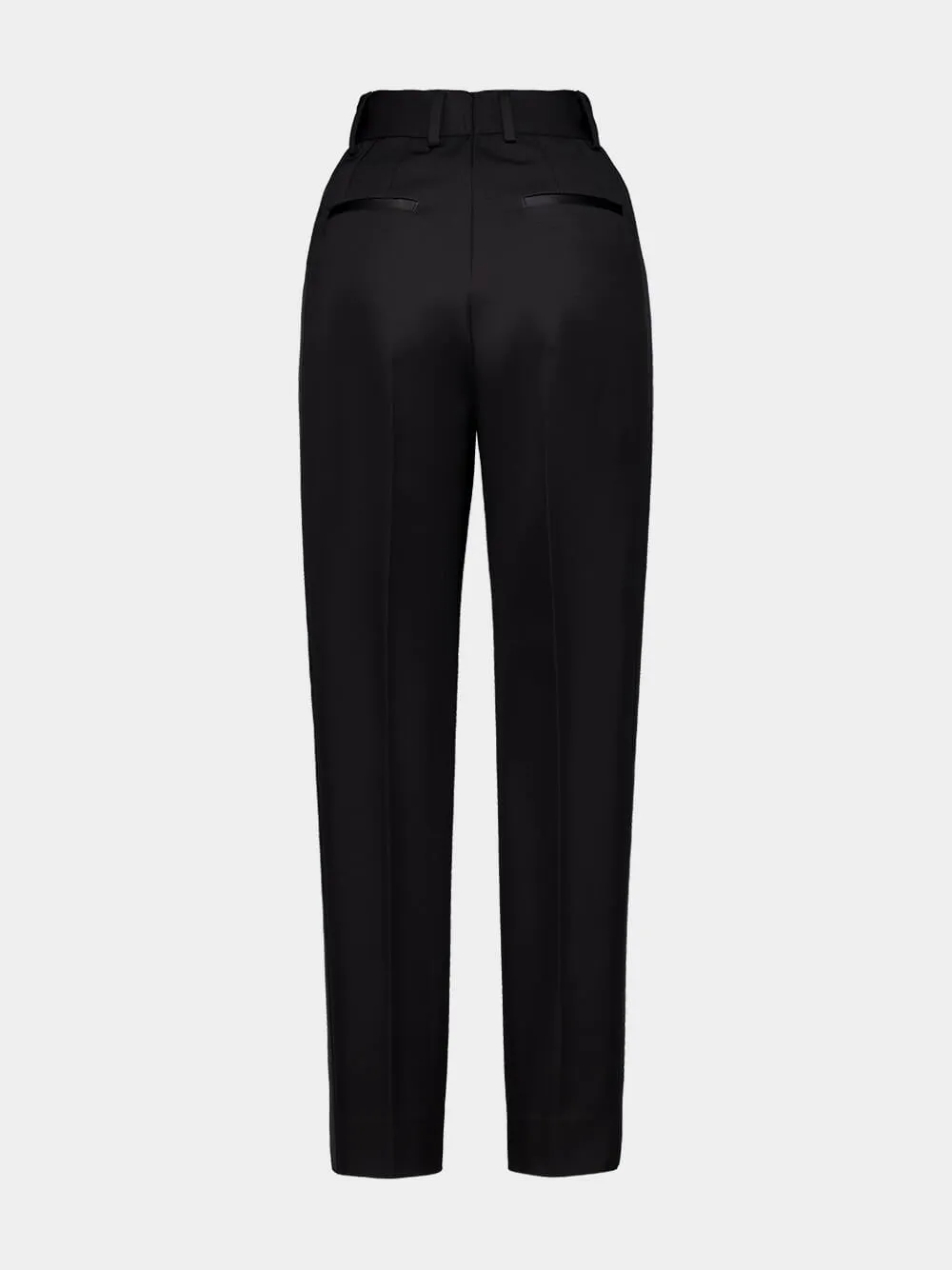 Black Tailored Wool Gabardine Tuxedo Pants sold by Fashion Clinic product image thumbnail 3