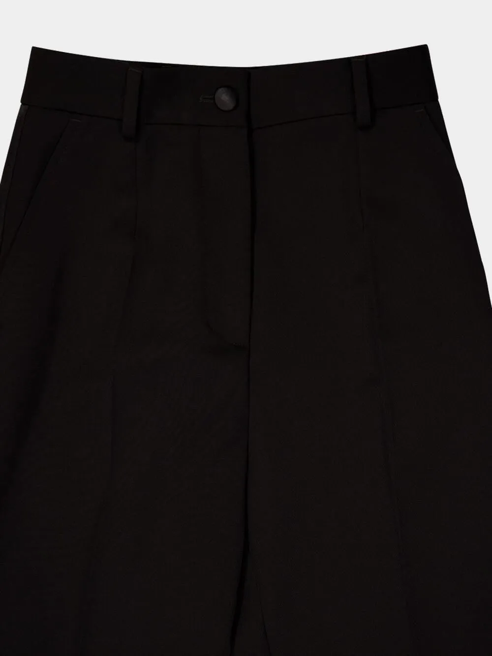Black Tailored Wool Gabardine Tuxedo Pants sold by Fashion Clinic product image thumbnail 5