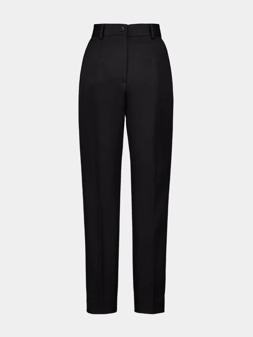 Black Tailored Wool Gabardine Tuxedo Pants sold by Fashion Clinic