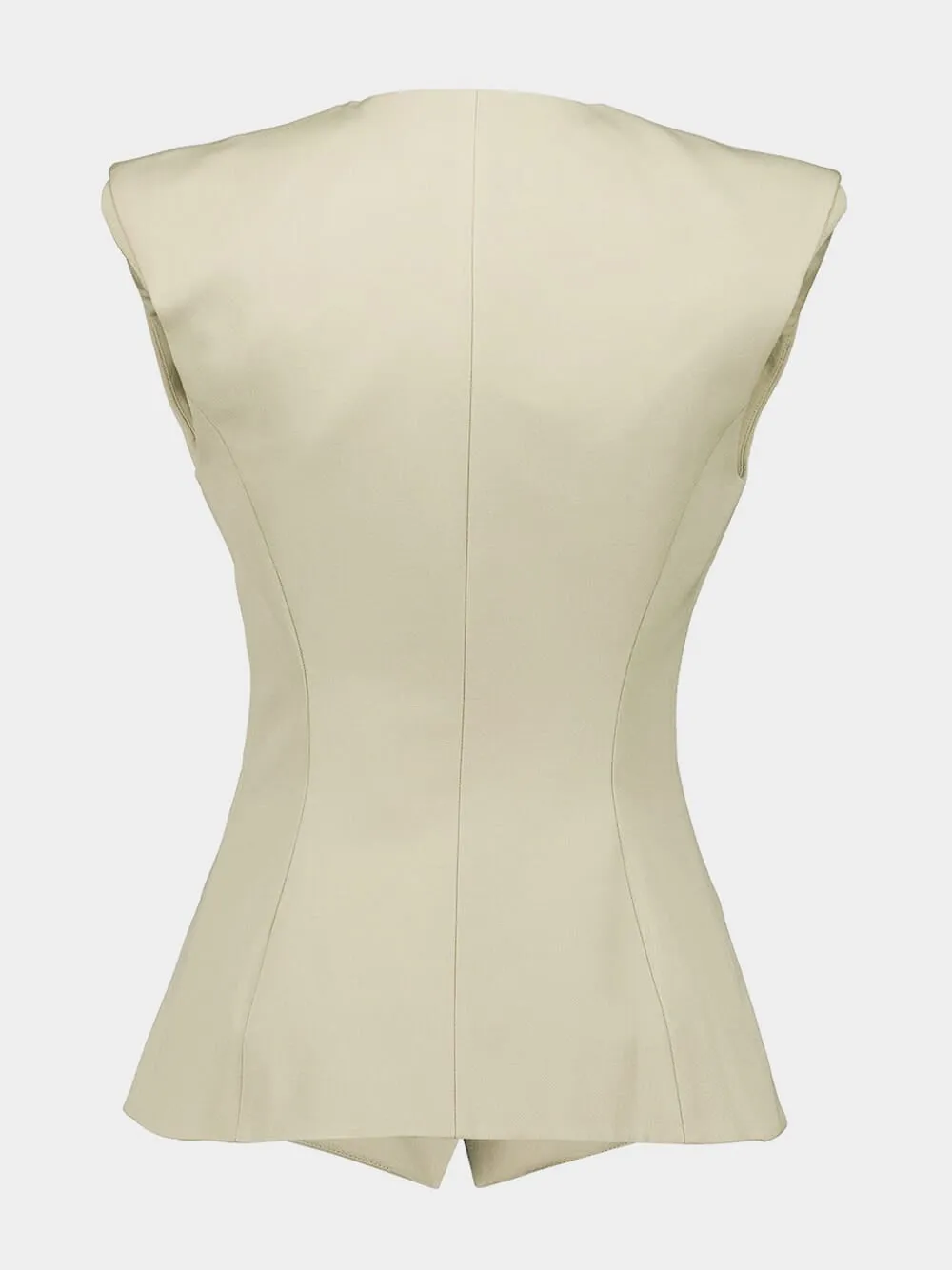 Beige buttoned grain-de-poudre waistcoat sold by Fashion Clinic product image thumbnail 2