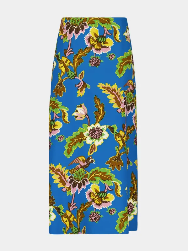 Blue Floral Midi Skirt sold by Fashion Clinic