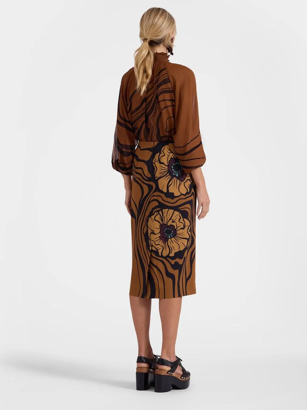 Brown Floral Pencil Skirt Placée sold by Fashion Clinic product image thumbnail 4