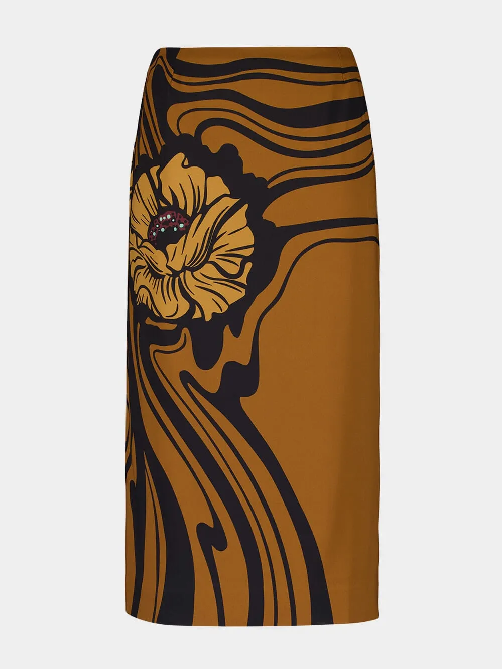 Brown Floral Pencil Skirt Placée sold by Fashion Clinic
