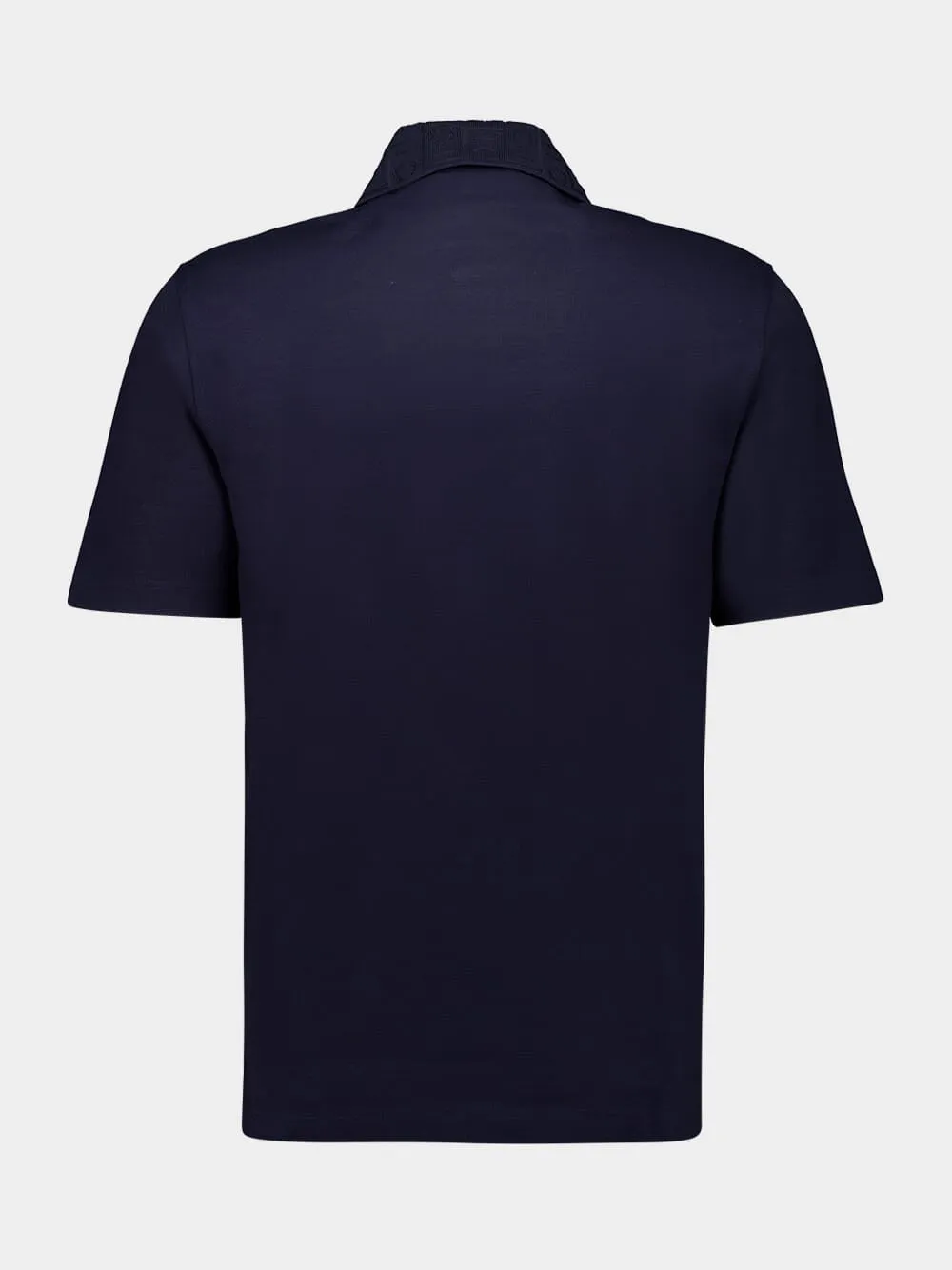Navy Blue V-Neck Polo with Jacquard Detail sold by Fashion Clinic product image thumbnail 3