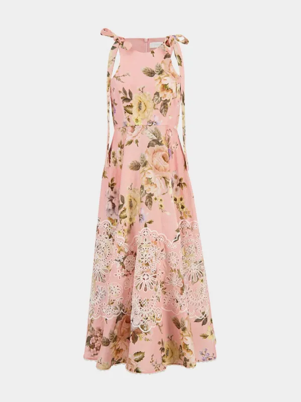 Pink Floral Acacia Broderie Midi Dress made by Zimmermann