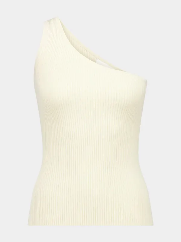 Cream Wylie One-Shoulder Top sold by Fashion Clinic