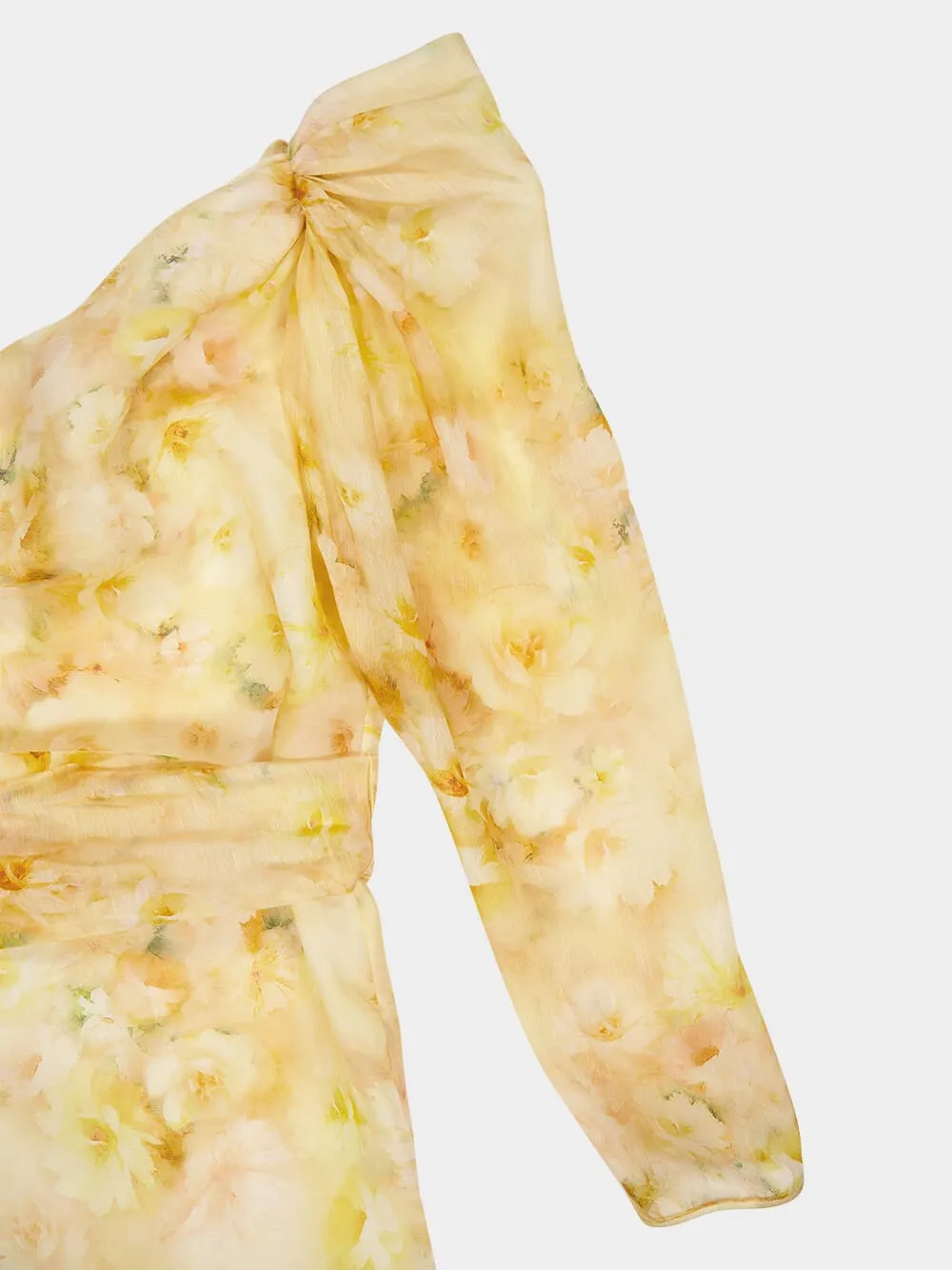 Yellow Floral Crush Asymmetrical Midi Dress sold by Fashion Clinic product image thumbnail 5