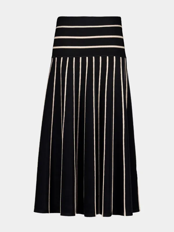 Black Crush Stripe Midi Skirt sold by Fashion Clinic