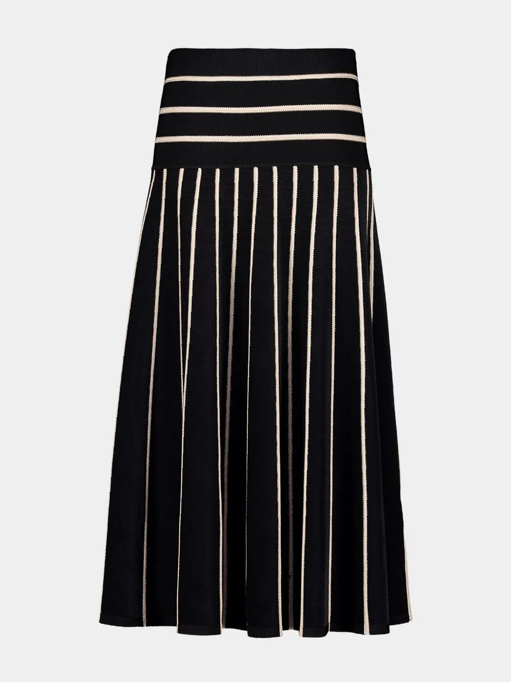 Black Crush Stripe Midi Skirt sold by Fashion Clinic