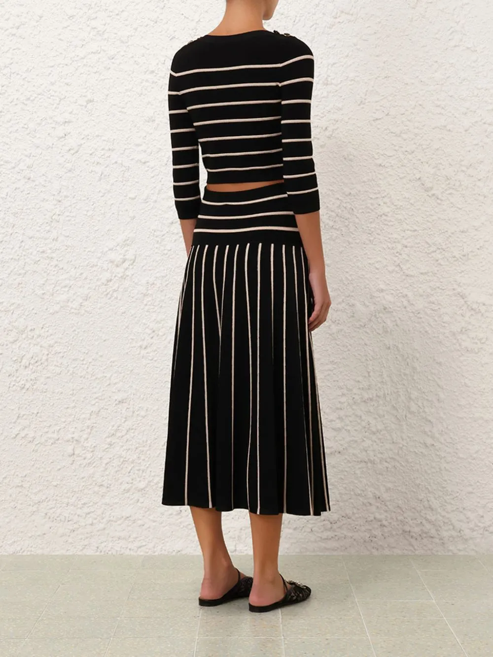 Black Crush Stripe Midi Skirt sold by Fashion Clinic product image thumbnail 4