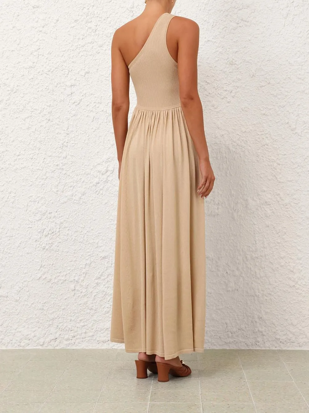 Gold Crush Metallic Asymmetric Maxi Dress sold by Fashion Clinic product image thumbnail 4