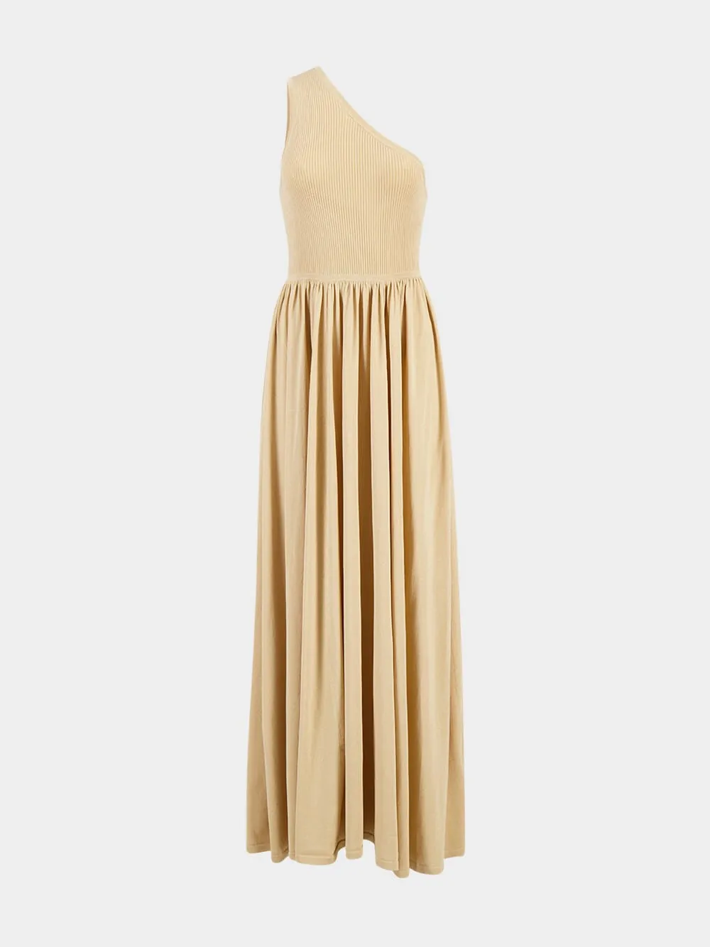 Gold Crush Metallic Asymmetric Maxi Dress sold by Fashion Clinic