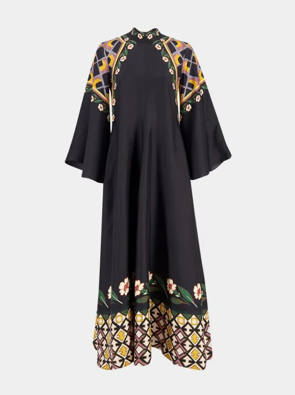 Black Magnifico Open Neck Silk Maxi Dress sold by Fashion Clinic