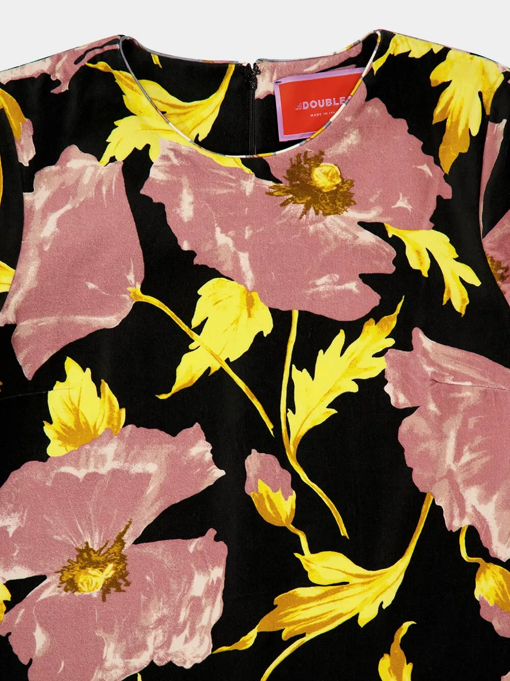 Black Floral Mini Swing Cotton Dress sold by Fashion Clinic product image thumbnail 3