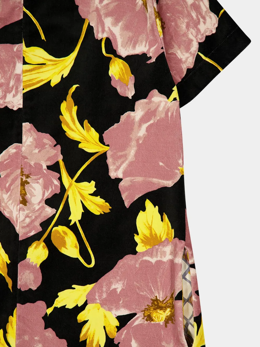 Black Floral Mini Swing Cotton Dress sold by Fashion Clinic product image thumbnail 4