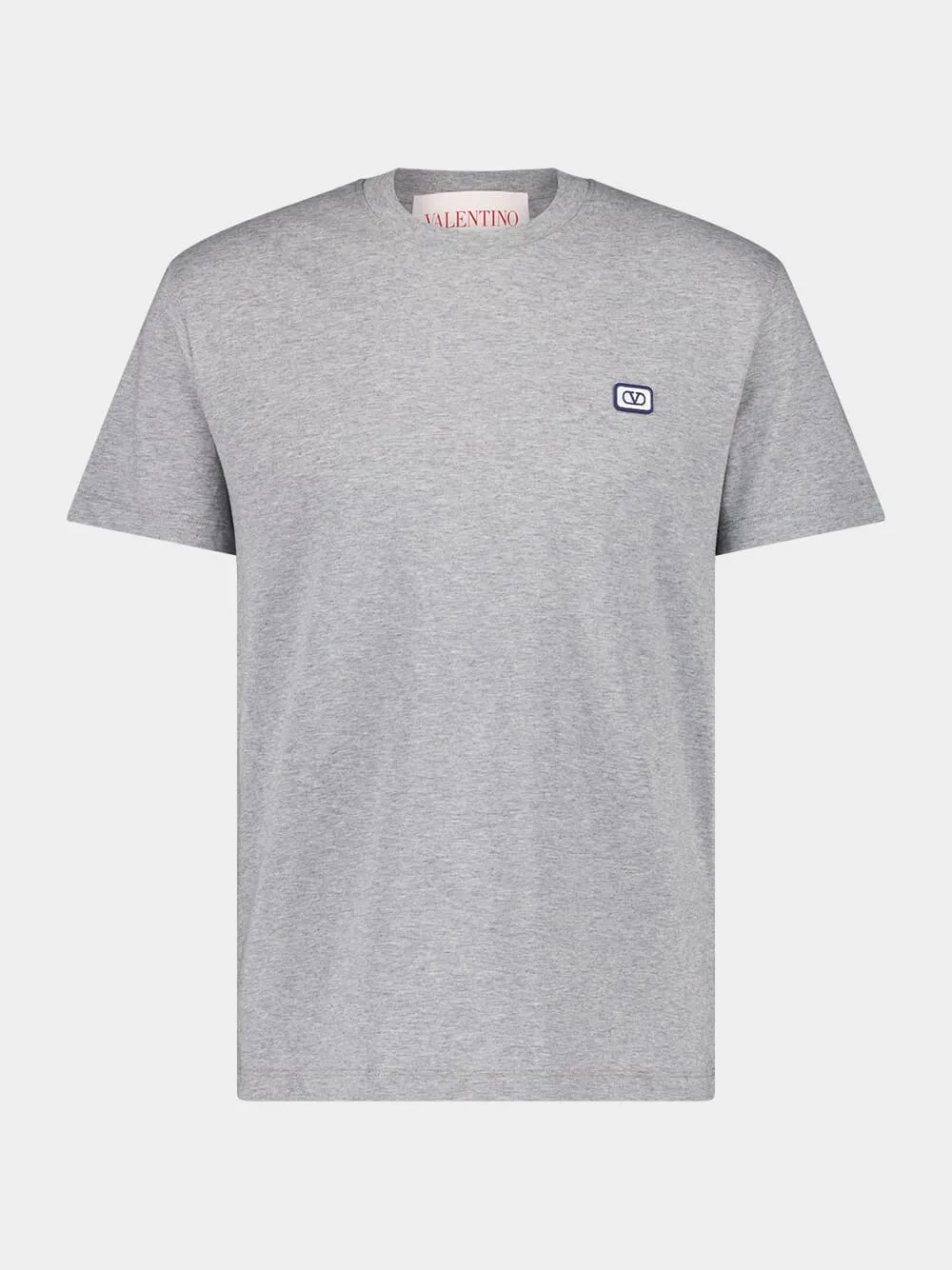 Grey Cotton T-Shirt with VLogo Patch sold by Fashion Clinic