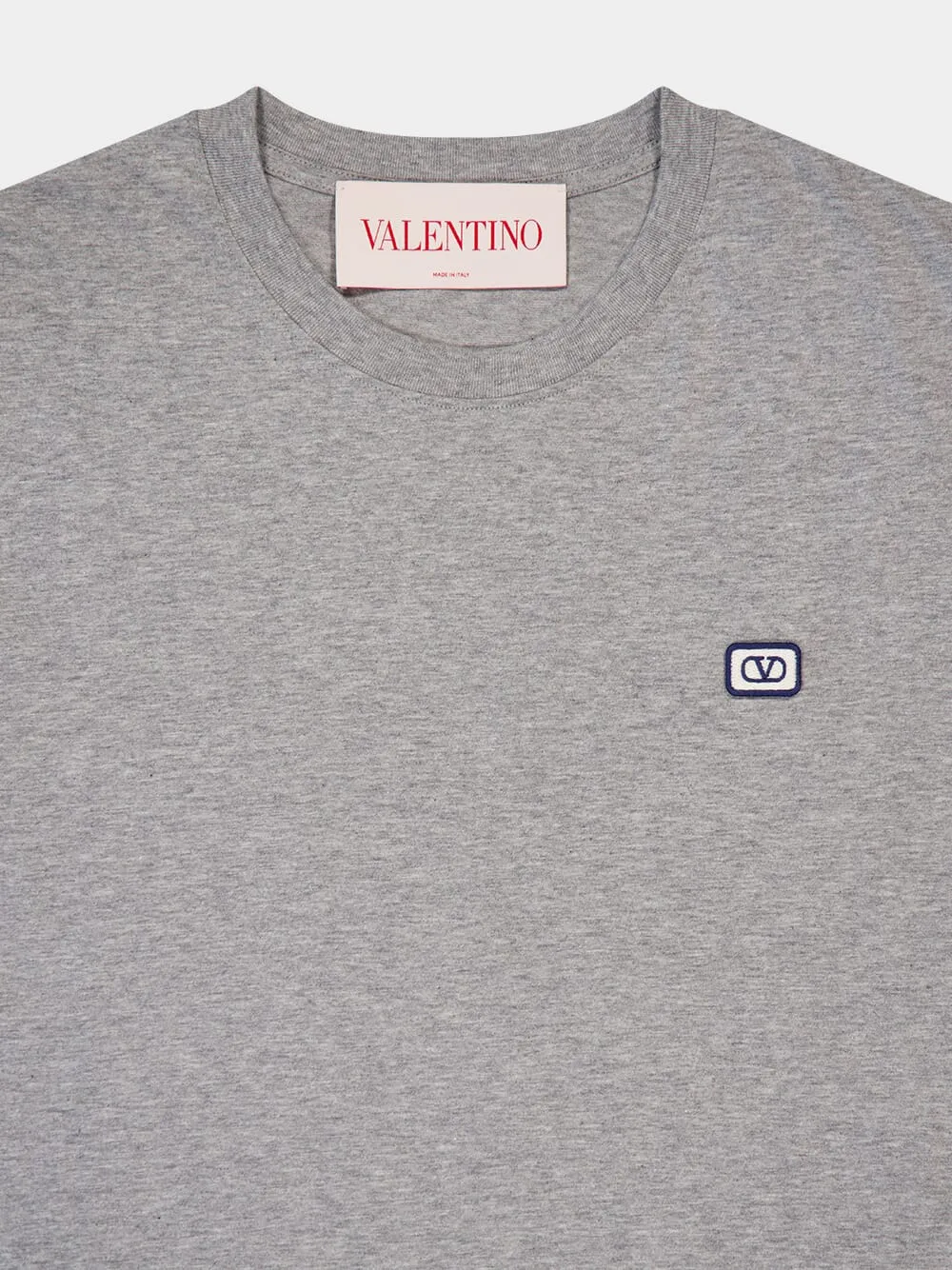 Grey Cotton T-Shirt with VLogo Patch sold by Fashion Clinic product image thumbnail 3