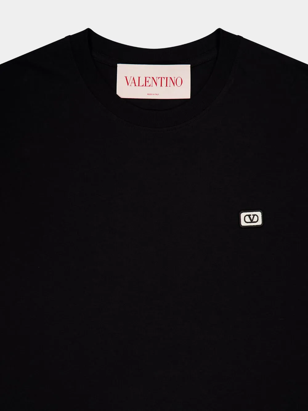 Black Cotton T-Shirt with VLogo Patch sold by Fashion Clinic product image thumbnail 5