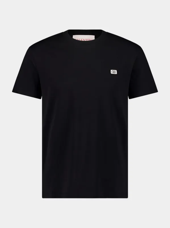 Black Cotton T-Shirt with VLogo Patch sold by Fashion Clinic