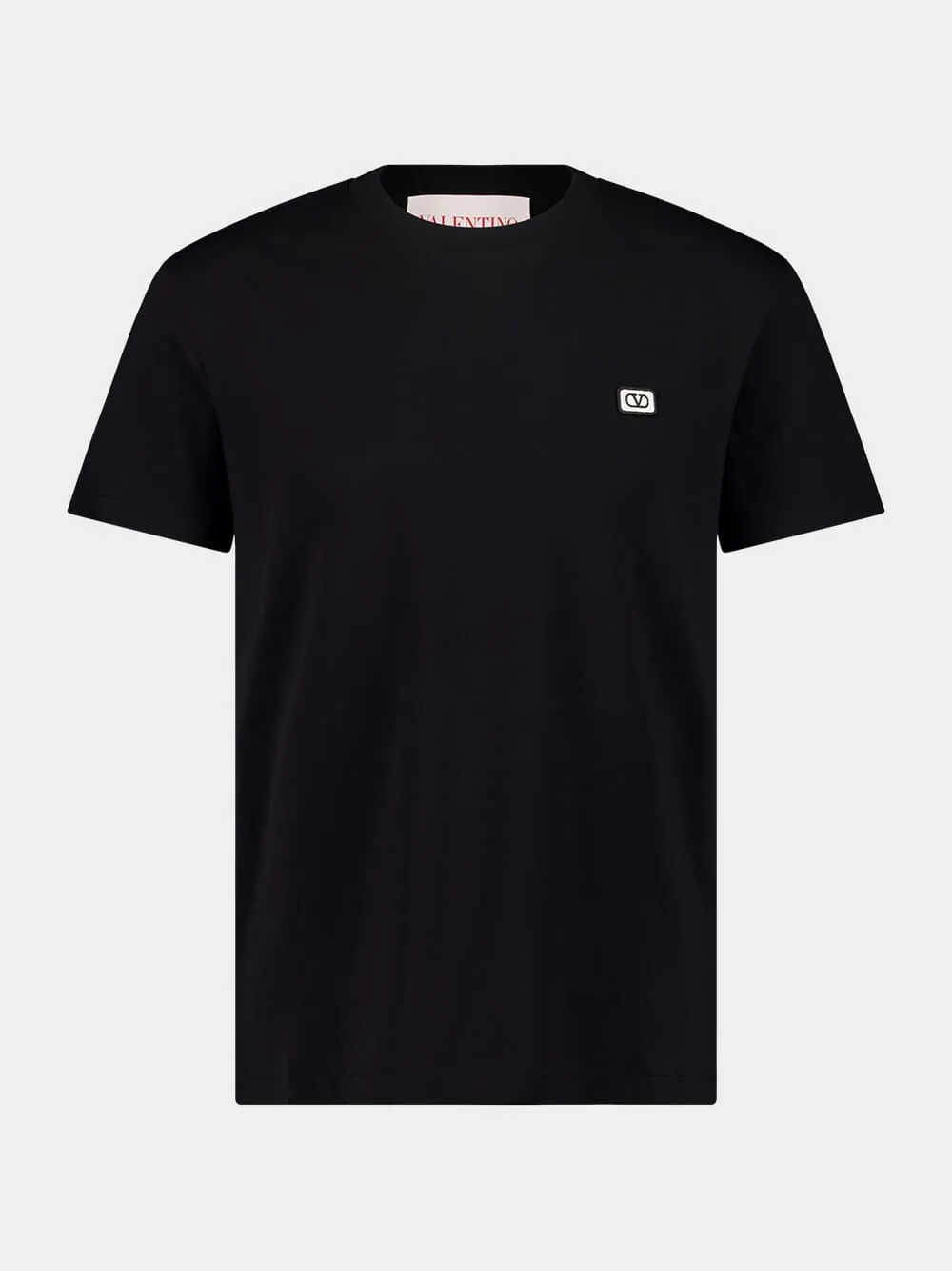 Black Cotton T-Shirt with VLogo Patch sold by Fashion Clinic