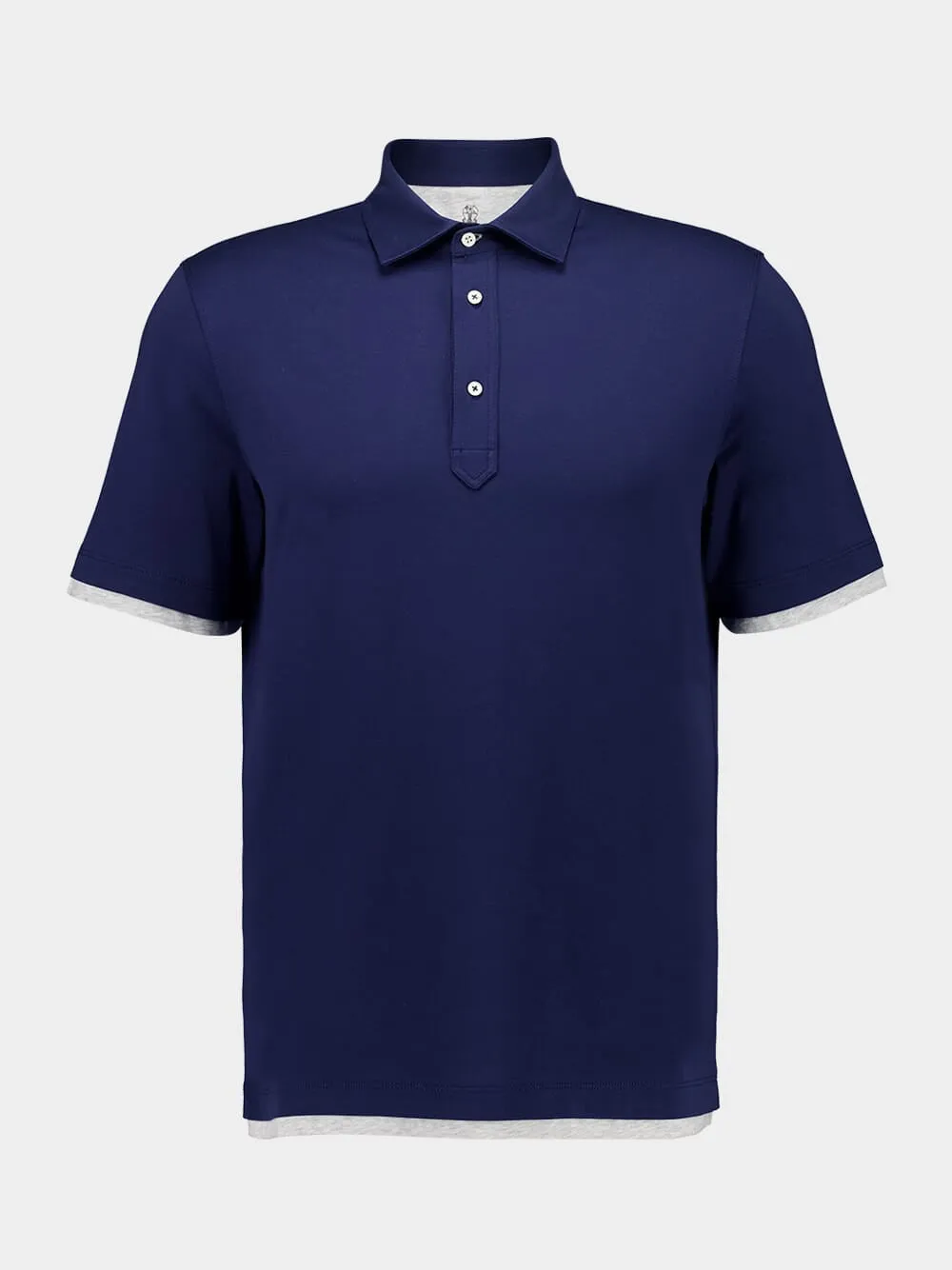 Indigo Blue Faux-Layer Polo sold by Fashion Clinic