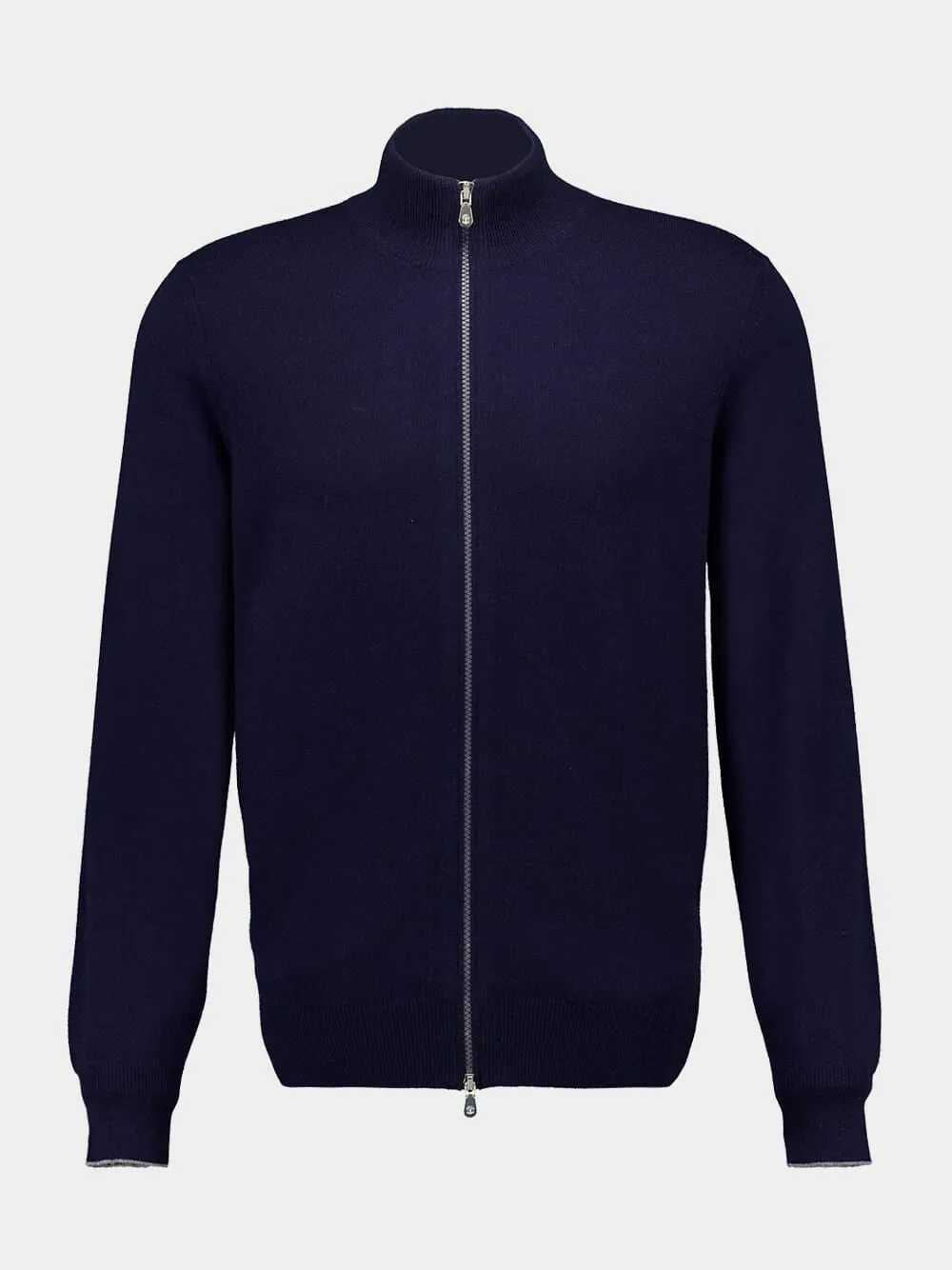 Navy Blue Cashmere Turtleneck Cardigan sold by Fashion Clinic