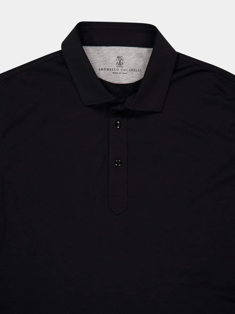 Black Silk-Cotton Faux-Layer Polo sold by Fashion Clinic product image thumbnail 5