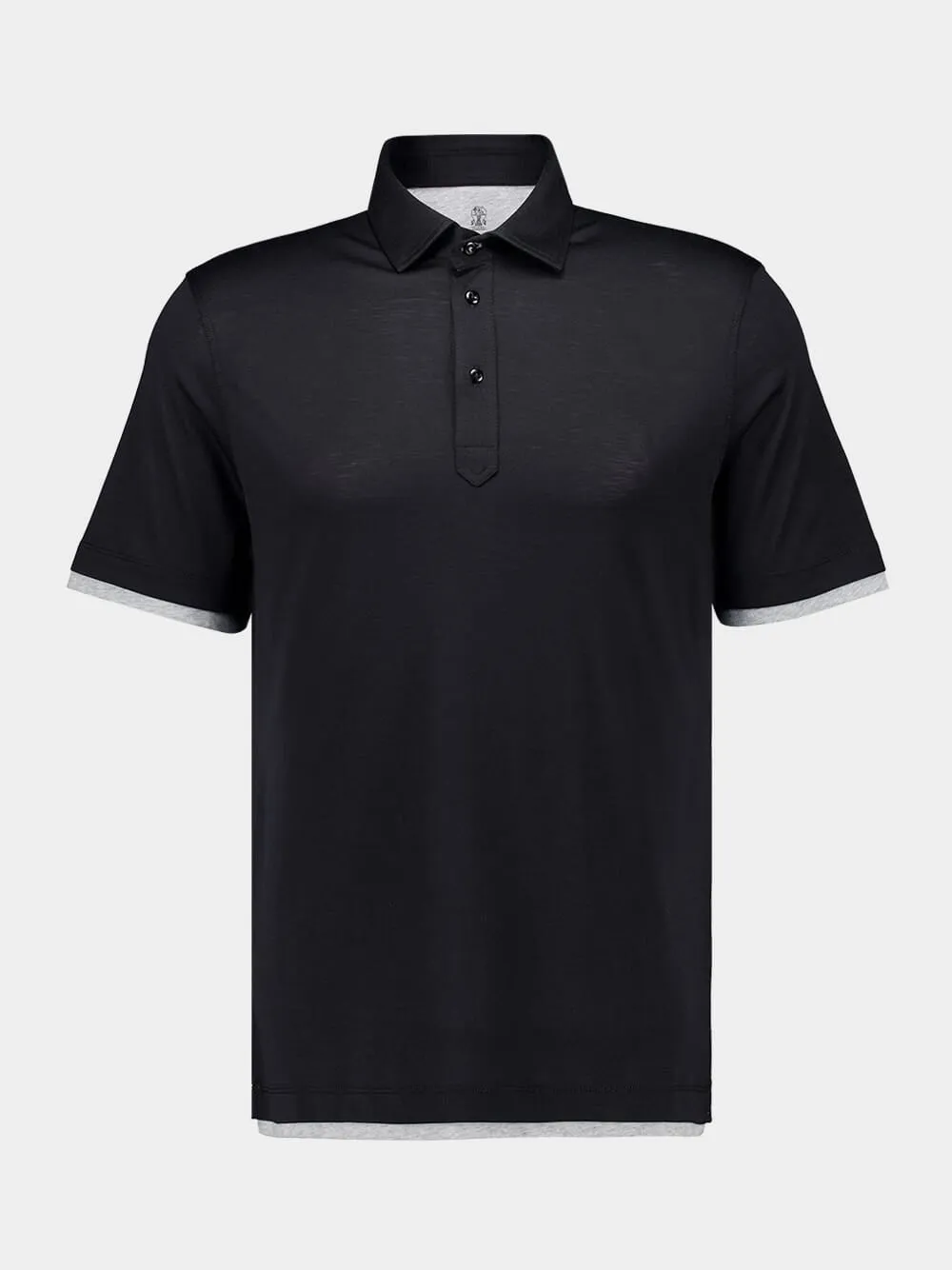 Black Silk-Cotton Faux-Layer Polo sold by Fashion Clinic