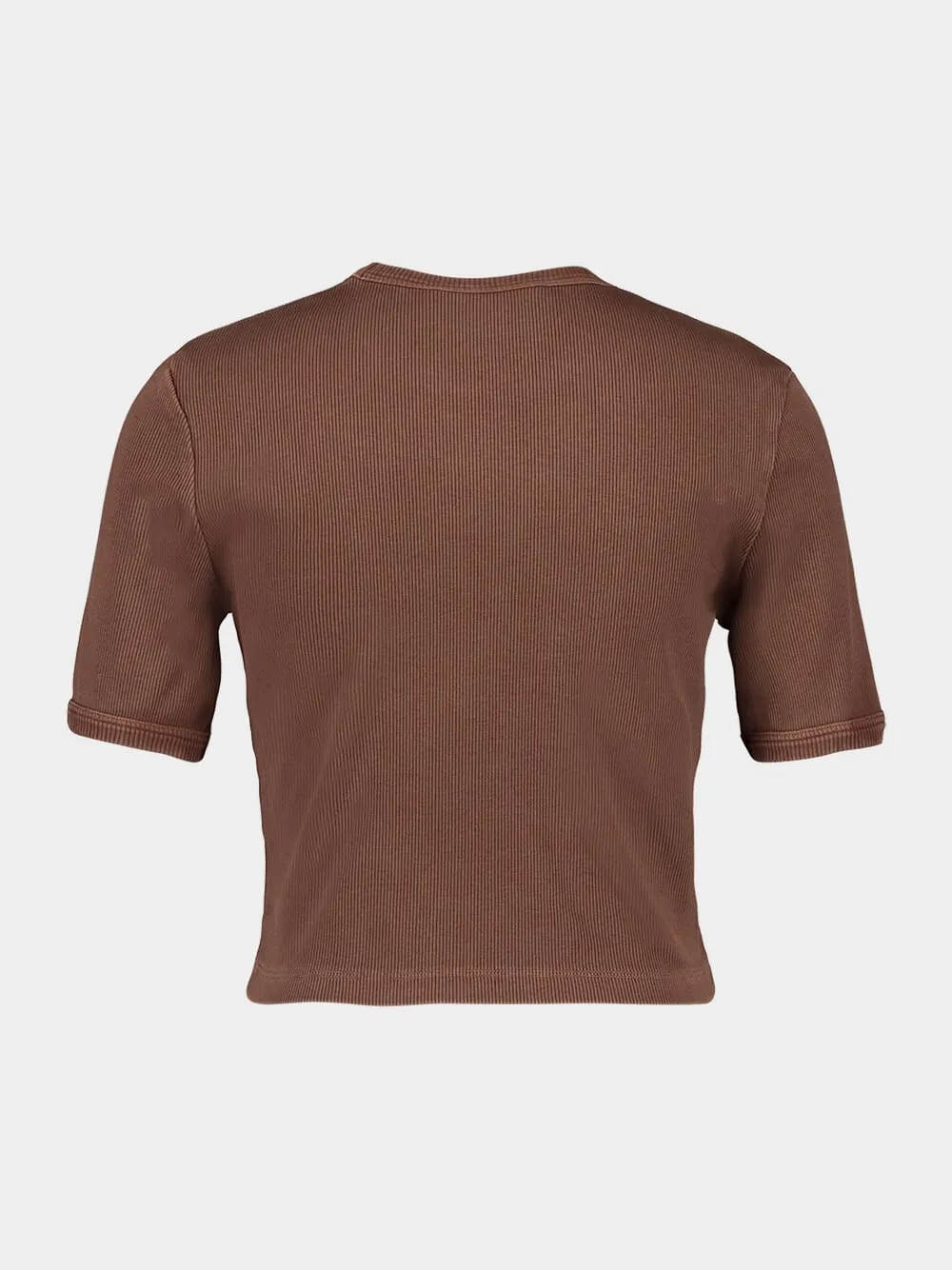 Brown Embroidered Cotton T-Shirt sold by Fashion Clinic product image thumbnail 2