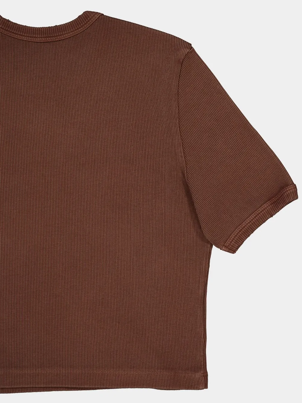 Brown Embroidered Cotton T-Shirt sold by Fashion Clinic product image thumbnail 4