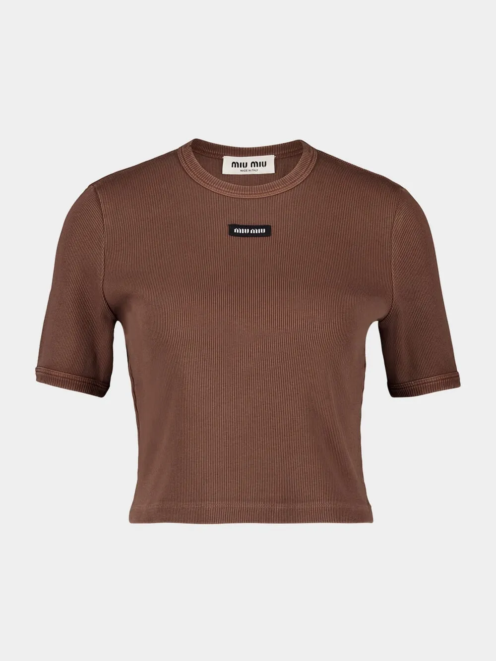 Brown Embroidered Cotton T-Shirt sold by Fashion Clinic