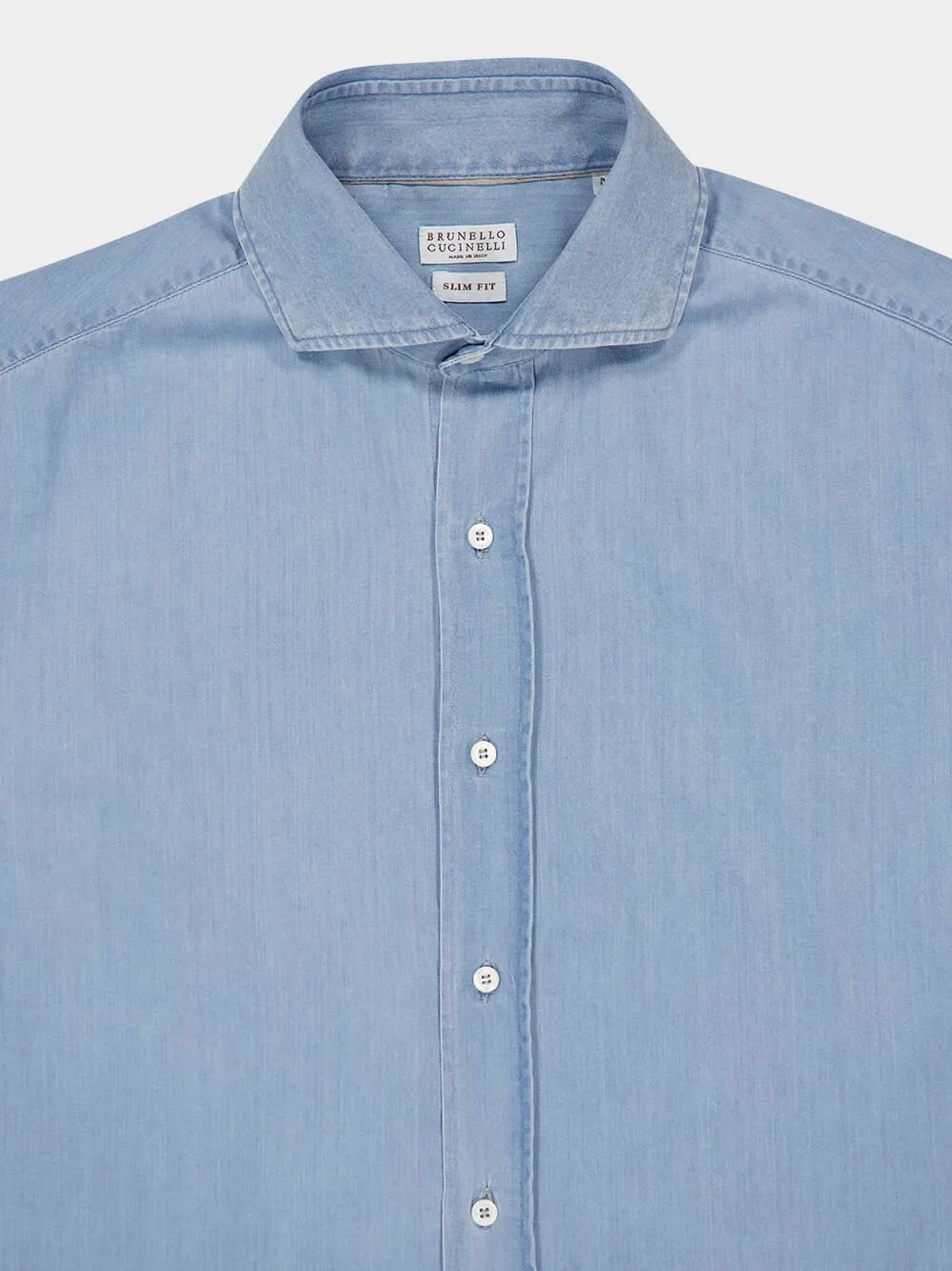 Light Blue Slim Fit Denim Shirt sold by Fashion Clinic product image thumbnail 5