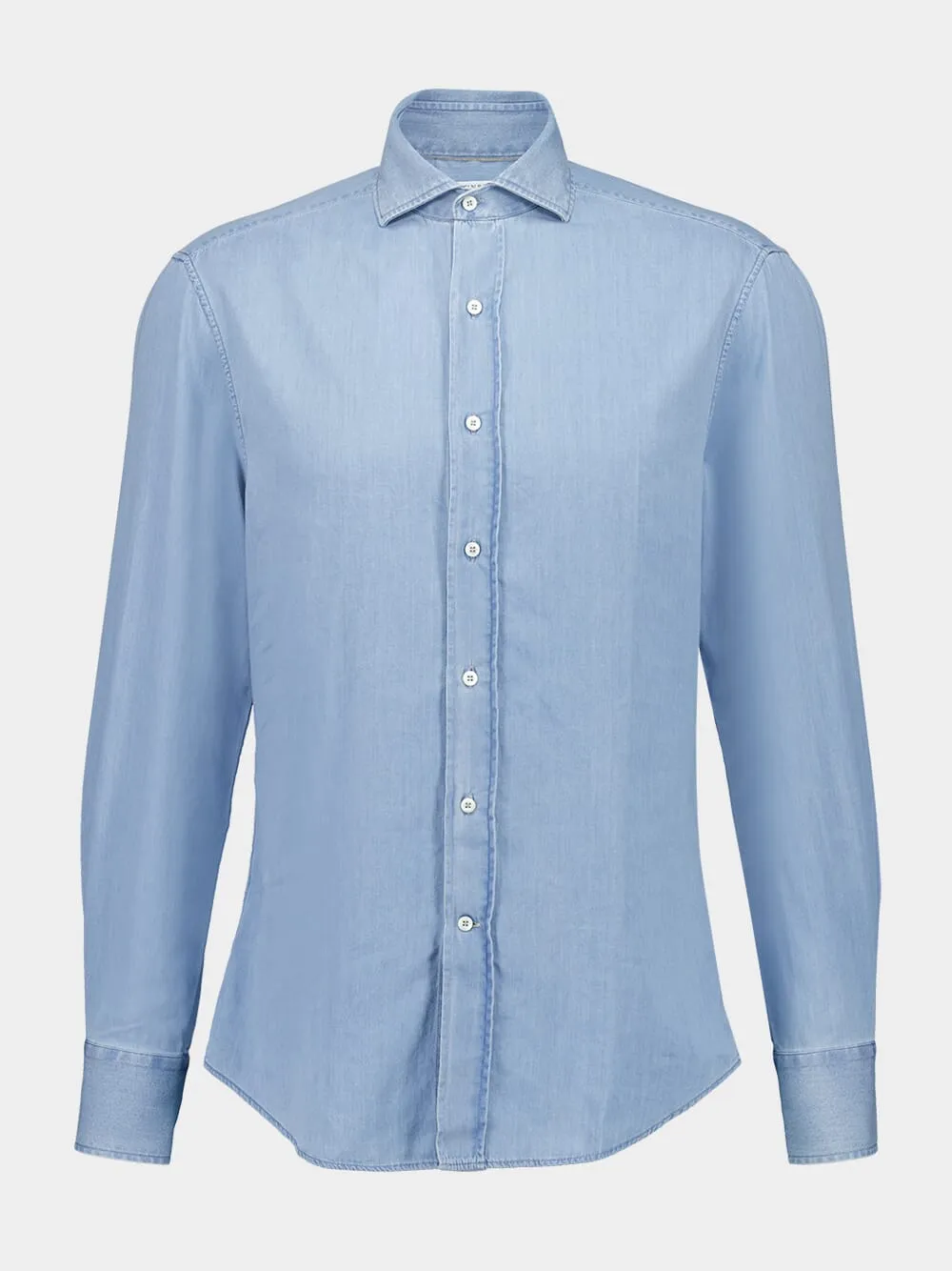 Light Blue Slim Fit Denim Shirt sold by Fashion Clinic