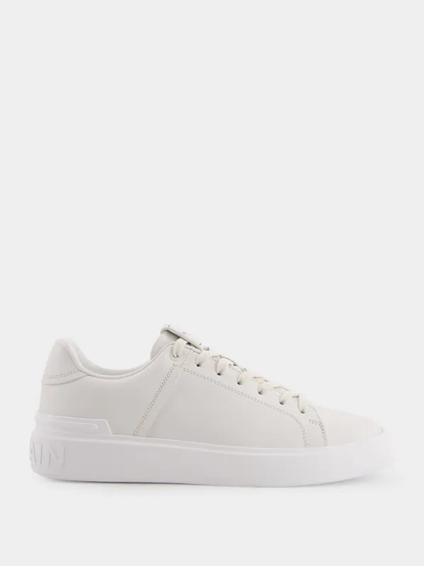 B-Court Monochrome Cream Leather Sneakers sold by Fashion Clinic