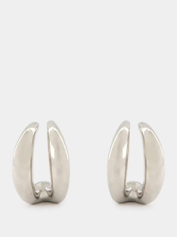 Double Moon Silver Hoops sold by Fashion Clinic