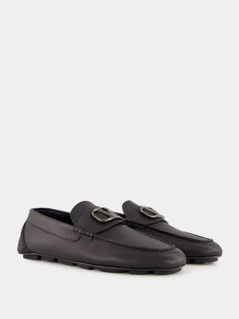 Black Leather Loafers with Logo sold by Fashion Clinic product image thumbnail 3