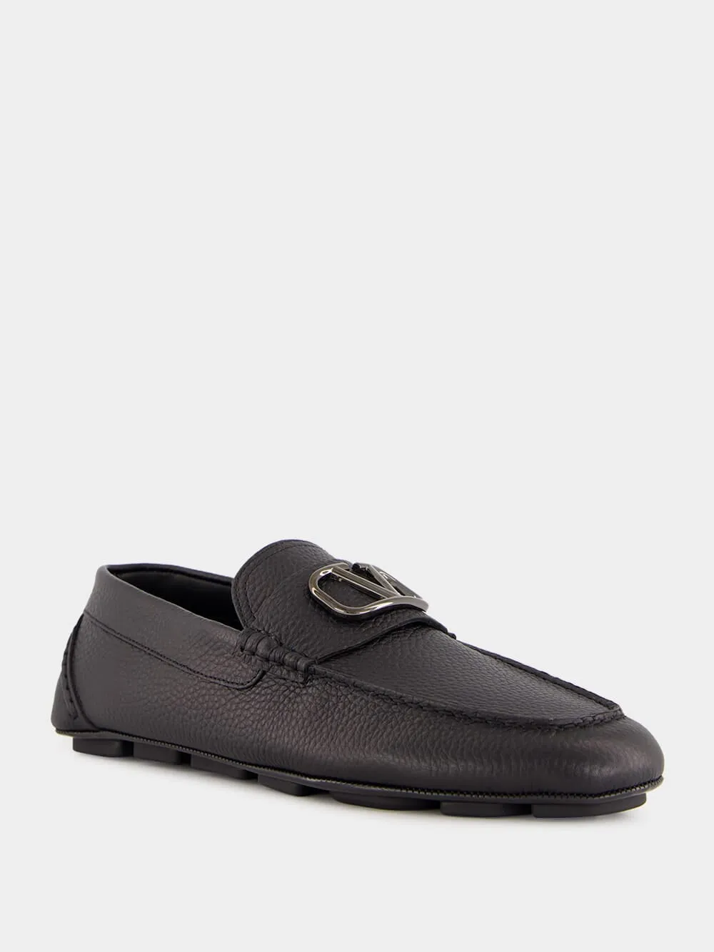 Black Leather Loafers with Logo sold by Fashion Clinic product image thumbnail 2