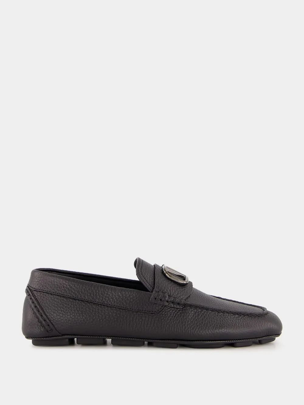 Black Leather Loafers with Logo sold by Fashion Clinic