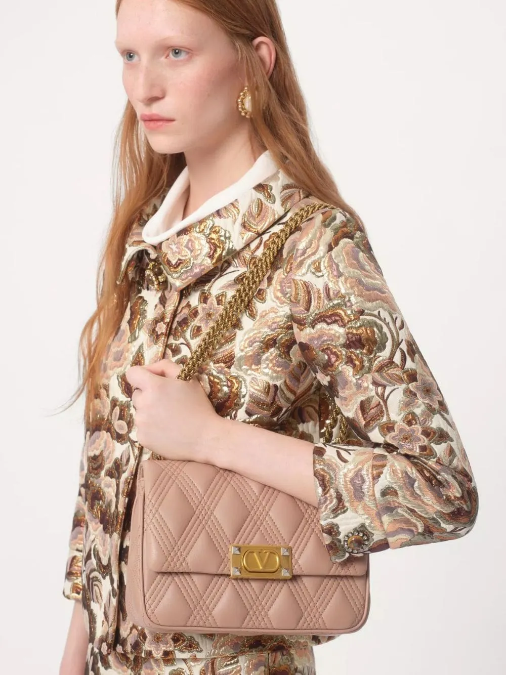 Beige Quilted Nappa Leather Shoulder Bag sold by Fashion Clinic