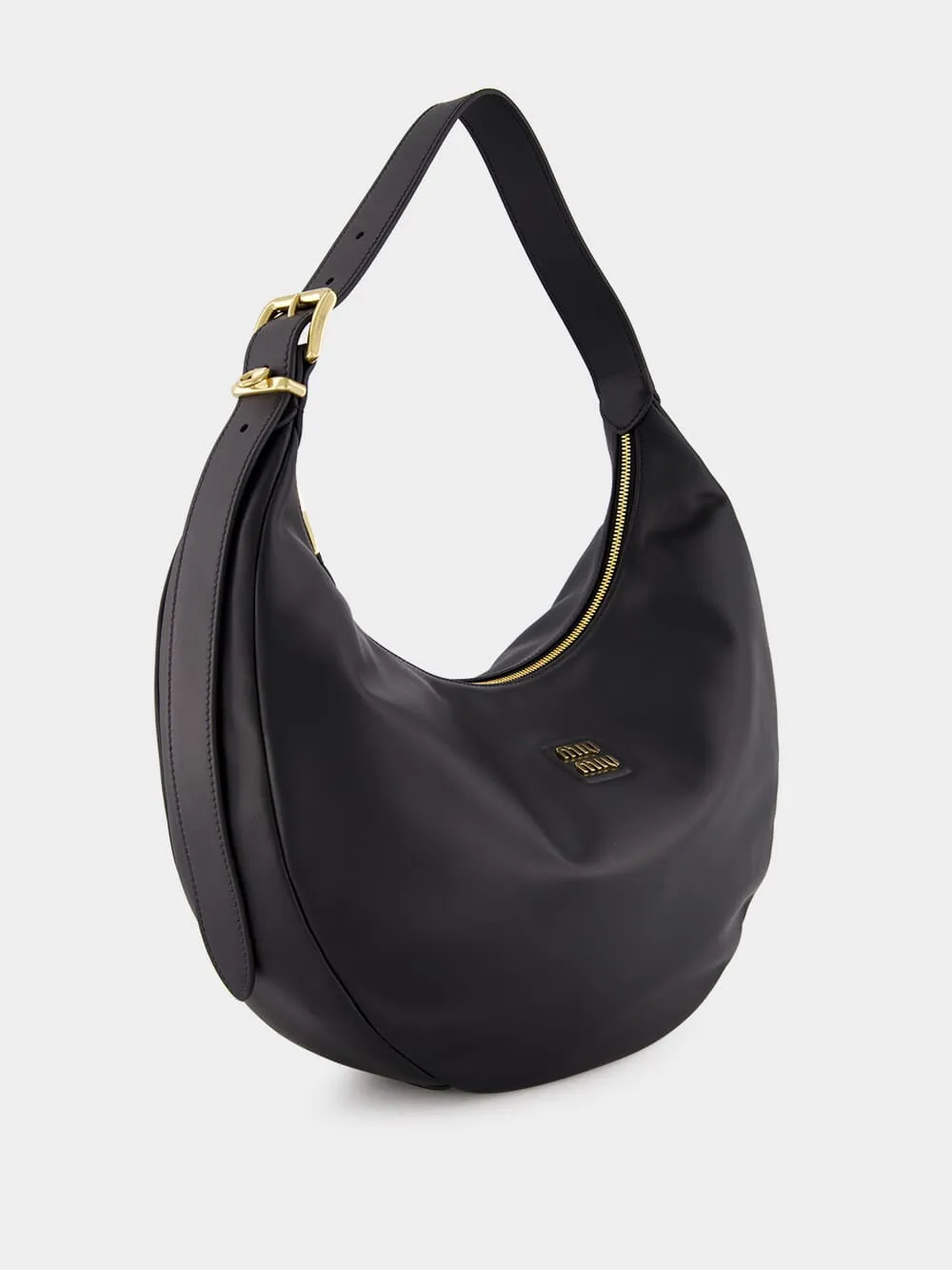 Black Leather Hobo Bag sold by Fashion Clinic product image thumbnail 2