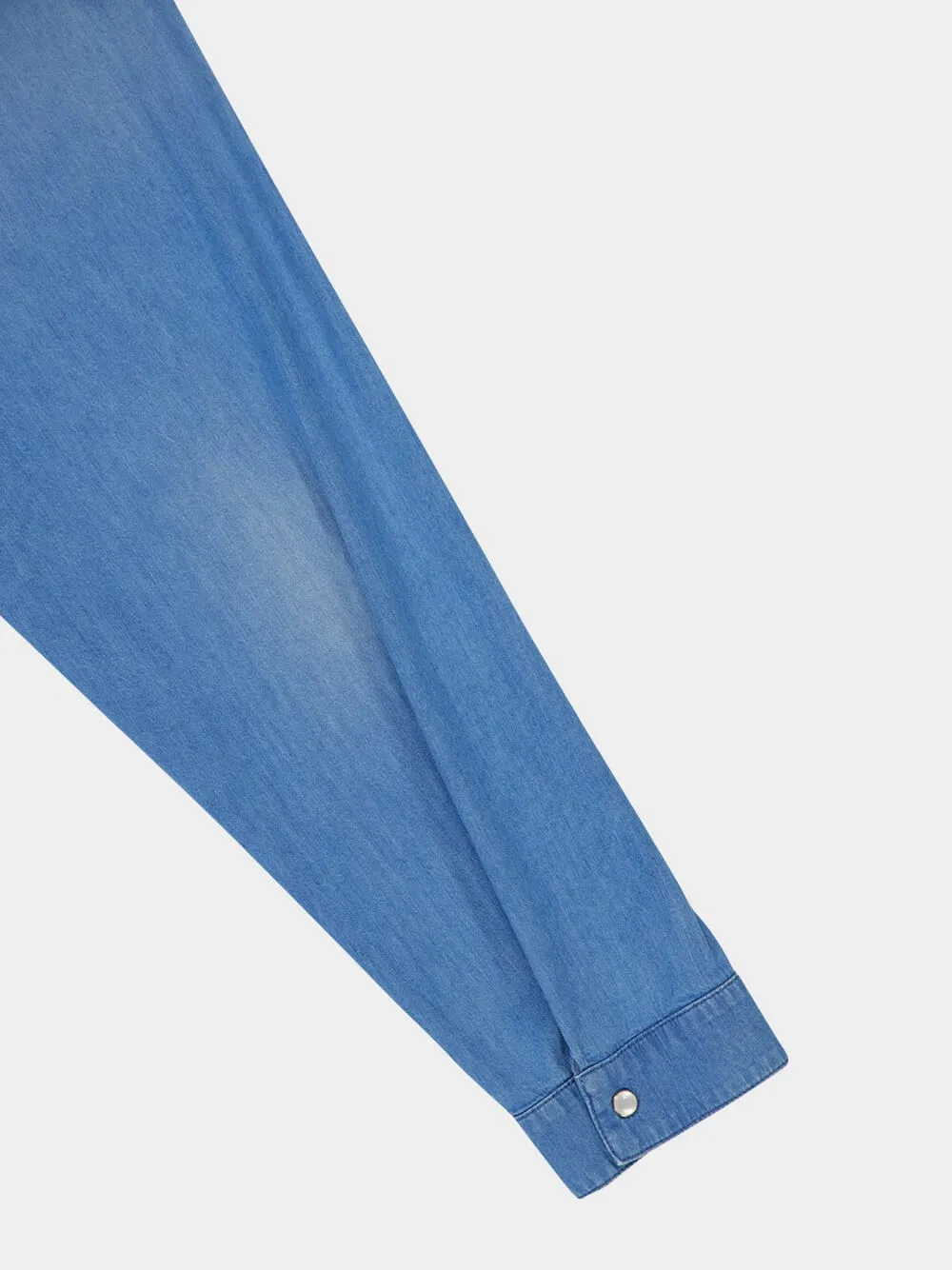 Light Blue Denim Shirt with Mother-of-Pearl Buttons sold by Fashion Clinic product image thumbnail 4